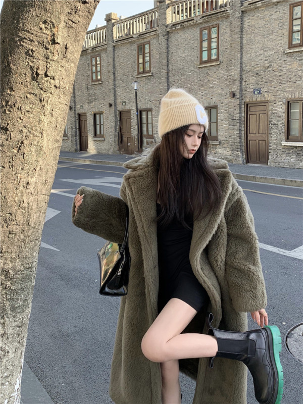 Granular fluffy coat for women winter new warm Teddy coat long top high-end