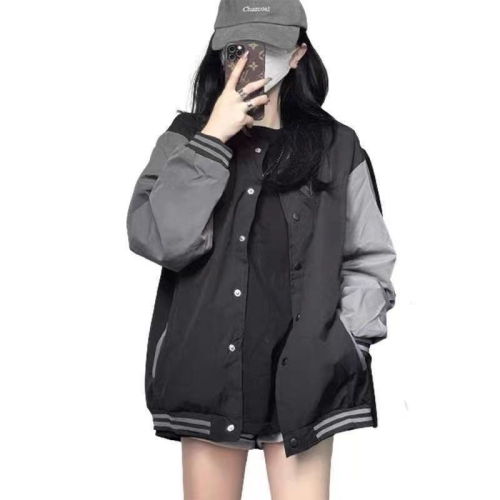 Autumn new college style baseball uniform for women loose street vintage student all-match jacket thin jacket