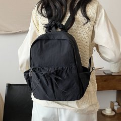 Niche design breast pleated drawstring backpack women's commuter bag