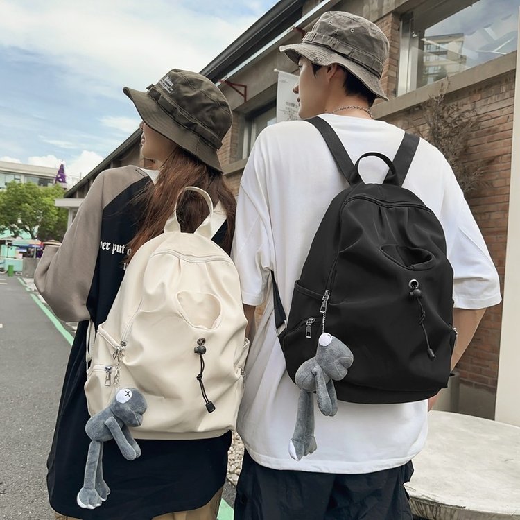 Versatile Solid Color Backpack Large Capacity Waterproof Nylon Ruiying Travel Backpack College Style School Bag