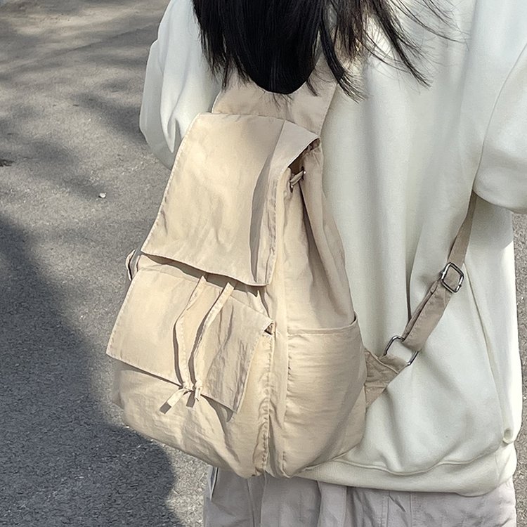 Niche ins lightweight textured nylon backpack women's large capacity travel commuter bag