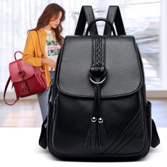 Women's Large Capacity Soft Leather Backpack Simple Retro Student Bag Fashion Travel Bag