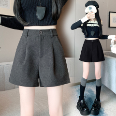 New autumn and winter fashionable and versatile high-waisted wide-leg pants with slimming temperament and woolen pants