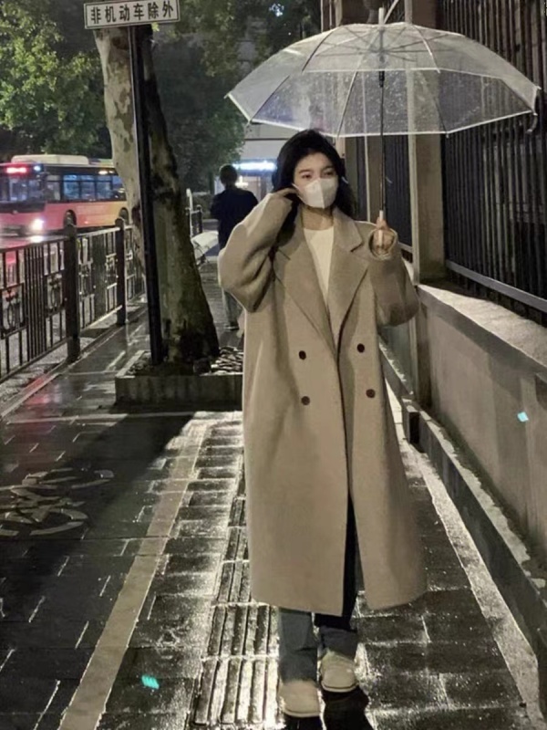 Off-season woolen coat for women, mid-length, over-the-knee autumn and winter new style, Korean-style high-end woolen coat for small people