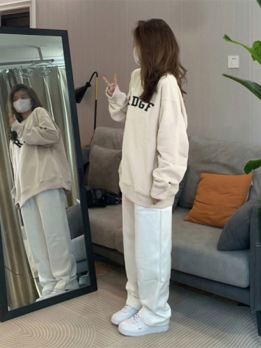 Imitation cotton Chinese cotton composite milk silk 320g silver fox velvet 420g round neck hooded double hood loose sweatshirt
