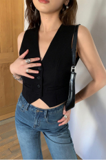 Short V-neck suit vest vest for women summer layered cardigan vest sleeveless top