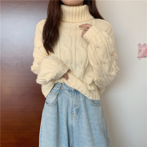 Sweet and spicy new turtleneck ins lazy style casual sweater for women versatile loose slimming sweater