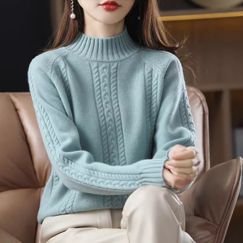 Autumn and winter half turtleneck sweater pullover new winter style inner twist top bottoming wool sweater