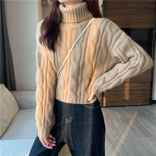 Sweet and spicy new turtleneck ins lazy style casual sweater for women versatile loose slimming sweater