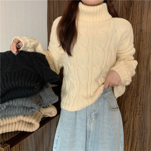 Sweet and spicy new turtleneck ins lazy style casual sweater for women versatile loose slimming sweater