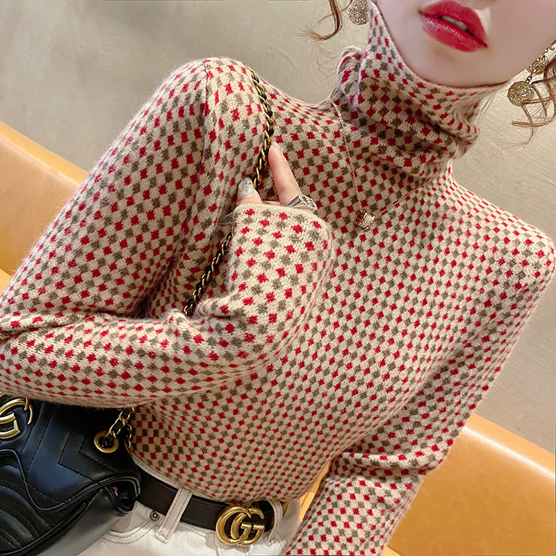 Turtleneck sweater women's base layer thickened fashionable autumn and winter women's knitted inner layer