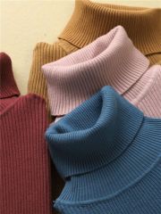 Simple temperament turtleneck sweater for women in autumn and winter, slim-fitting short pullover, tight inner layer, long-sleeved sweater
