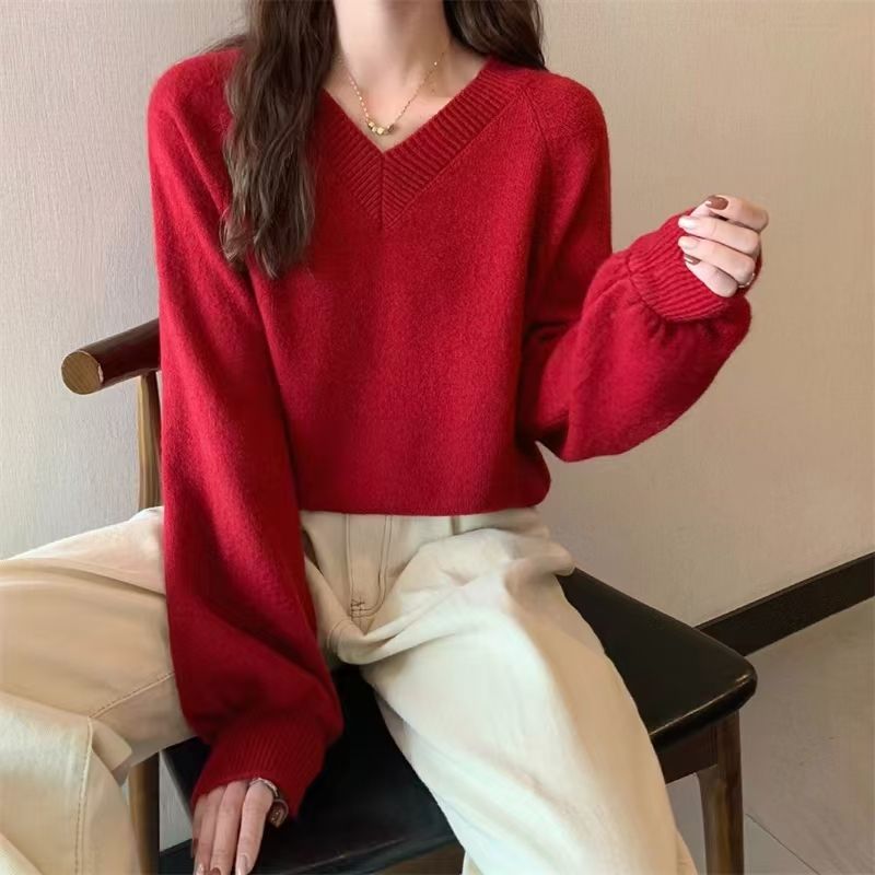 Contrast color striped bottoming knitted top, fashionable and slim-fitting short sweater for little people