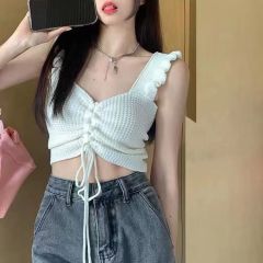Pure lust style sweet hottie knitted suspender women's design niche summer outer wear sexy vest short top