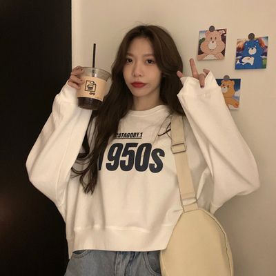 Autumn clothing loose lazy style sweatshirt women's trendy ins autumn fashion new street salt short top jacket