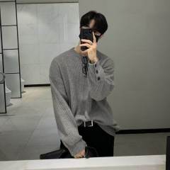 Sweater men's winter lazy style high-end round neck versatile bottoming shirt trendy sweater