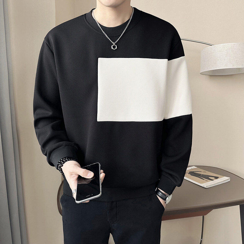 Autumn Heavyweight Waffle Color Block Sweatshirt