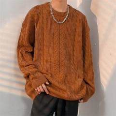 Twist sweater men's round neck loose ins trendy autumn and winter casual sweater