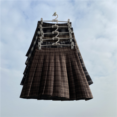 Korean style chic plaid high-waisted thickened nylon pleated skirt students' age-reducing slimming skirt for women