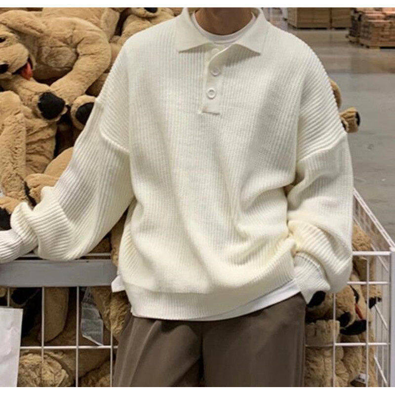 Japanese style lazy style polo collar sweatshirt versatile