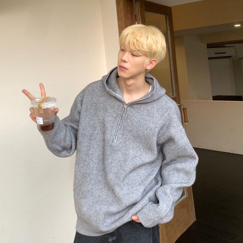 American retro niche cleanfit hooded knitted sweater