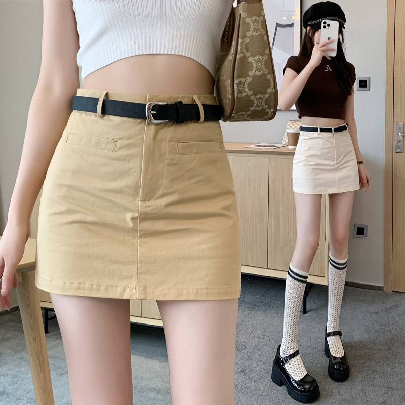 White A-line skirt, new summer model, high waist, slimming and covering the crotch, Hong Kong style design, niche short skirt