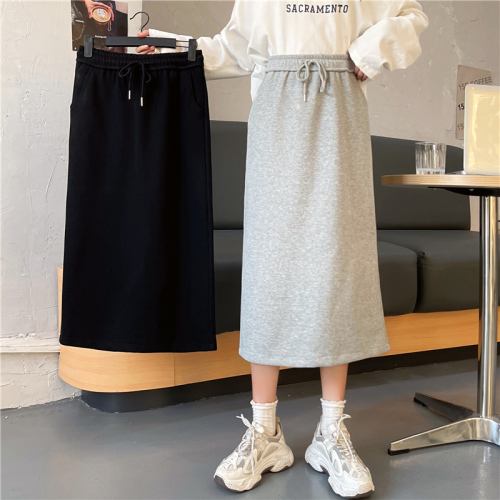 Spring new style loose wide-legged versatile casual skirt with back slit for women