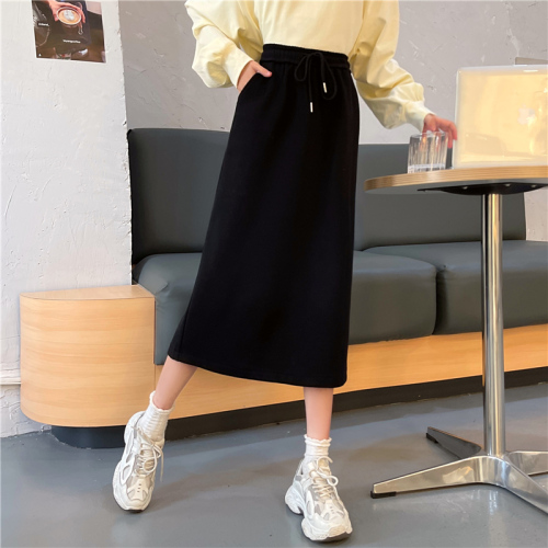 Spring new style loose wide-legged versatile casual skirt with back slit for women