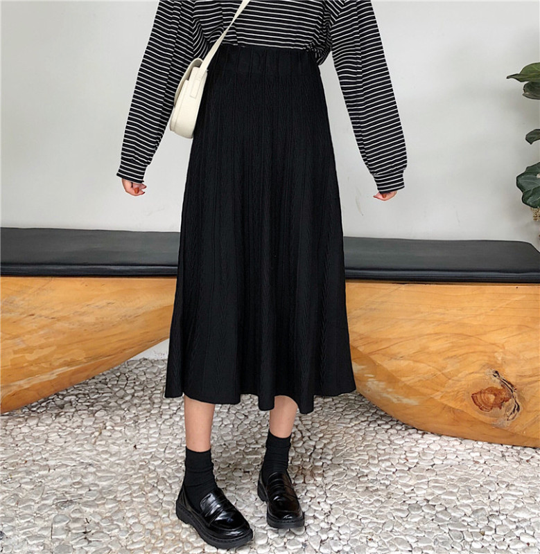 Knitted skirt women's new mid-length skirt A-line skirt