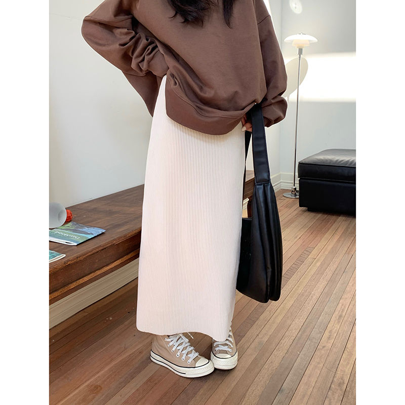 New autumn and winter high-waisted mid-length skirt gentle style A-line skirt for women