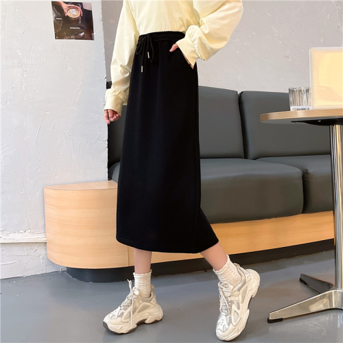 Spring new style loose wide-legged versatile casual skirt with back slit for women