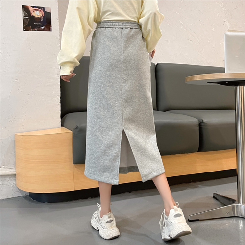 Spring new style loose wide-legged versatile casual skirt with back slit for women