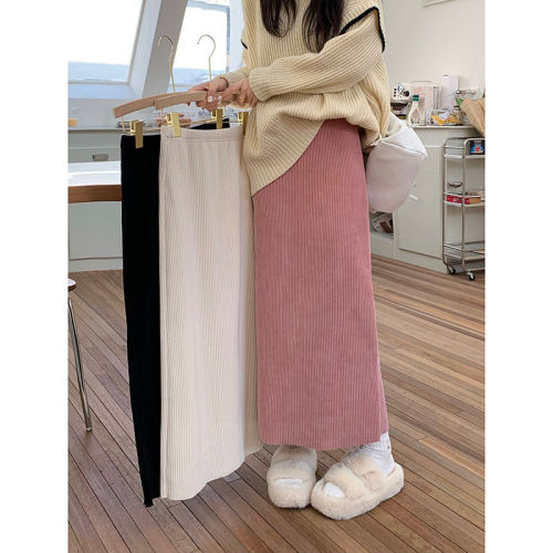 New autumn and winter high-waisted mid-length skirt, gentle style A-line skirt for women with sweater