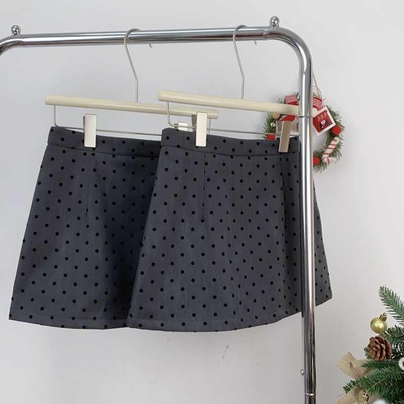 CallmeEar//Korean hot girl retro girly flocked polka dot high waist skirt female A-line short skirt