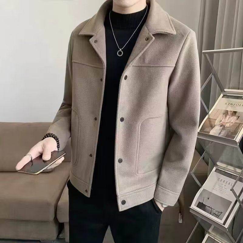 Lapel new outer wear simple trendy thick standard youth popular versatile ins trend men's long-sleeved jacket