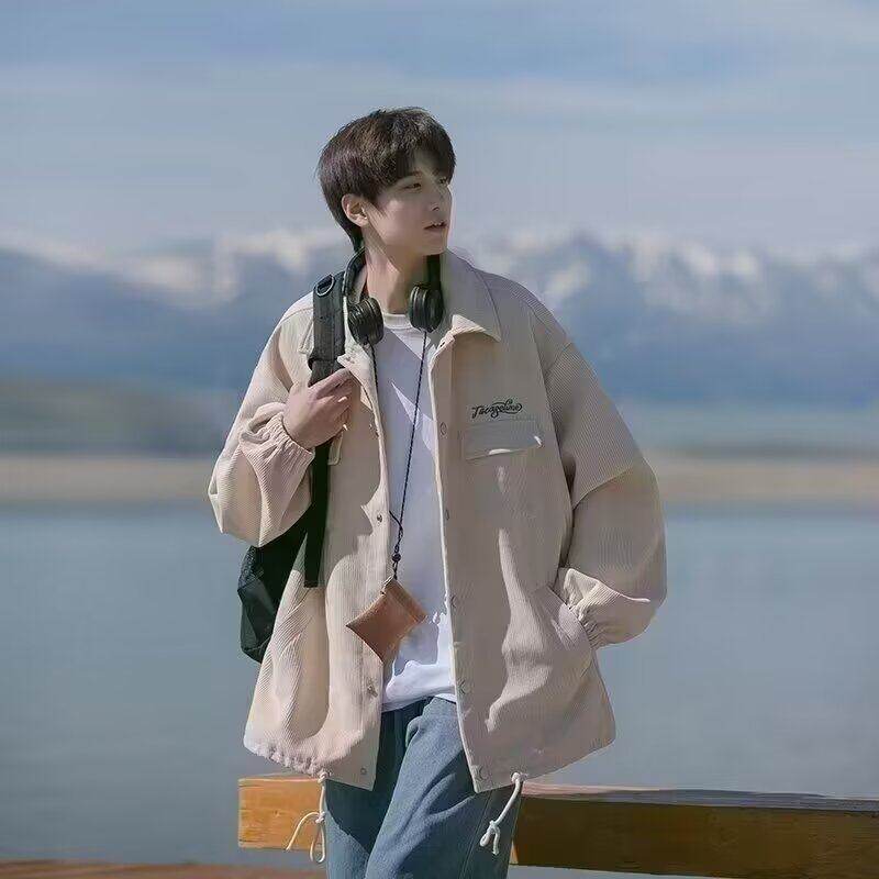 Retro corduroy jacket men's new top American trendy brand loose spring and autumn boys' work jacket