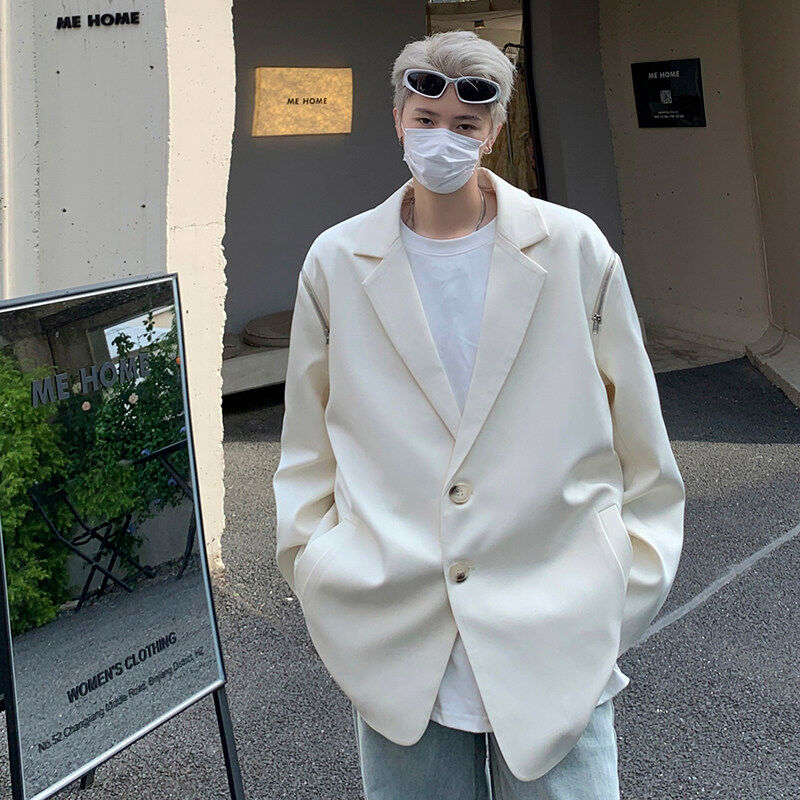 Shoulder zipper design new niche high-end design suit jacket for men