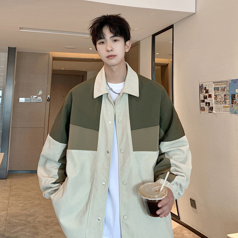 New corduroy stitching Hong Kong style lapel men's jacket