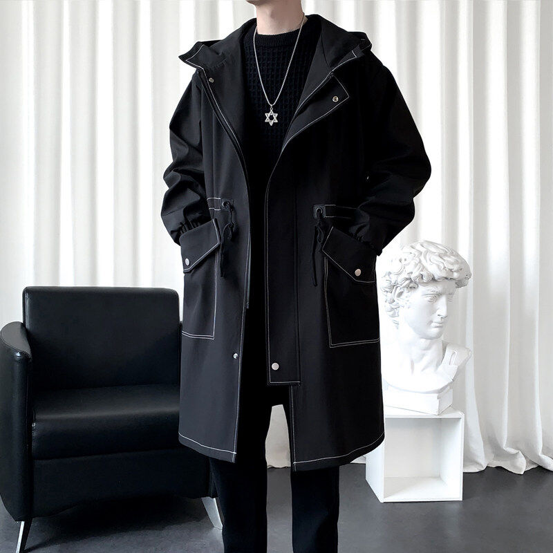 Men's windbreaker and cotton coat, men's mid-length coat