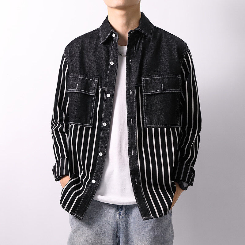 Popular men's denim shirt loose casual long sleeve shirt jacket