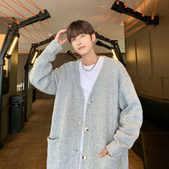 Autumn and winter American retro knitted cardigan coat Korean style lazy style loose casual V-neck sweater