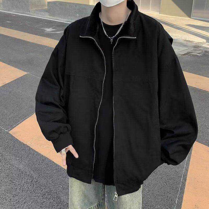 American retro jacket men's spring and autumn new design niche high street trendy brand loose casual work jacket