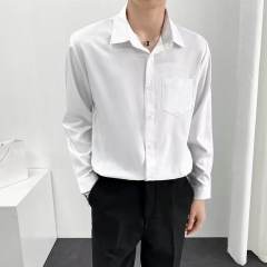 Long-sleeved shirts for men, spring and summer, high-end, trendy, fashionable, men's, fit, casual, men's solid color drape shirts