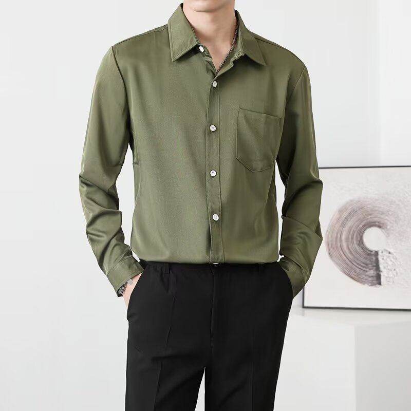 Shirt men's autumn light mature style men's Korean style loose business casual drape long-sleeved shirt