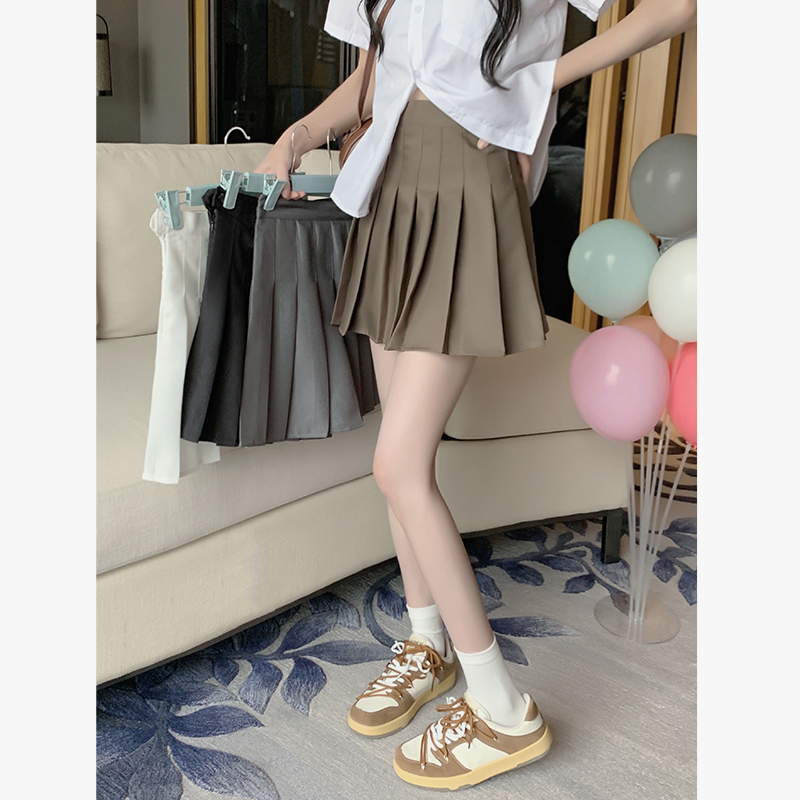 Pleated skirt women's skirt new high waist slim black gray short skirt suit skirt