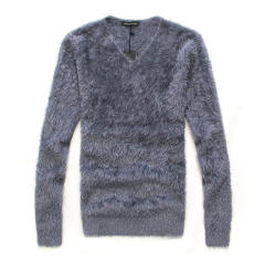 Autumn and winter V-neck imitation mink fur plus velvet sweater mohair sweater men's sweater