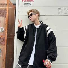 Hong Kong Style Street Baseball Jacket Men's American Retro Autumn and Winter Jacket Casual Contrast Color Design Top