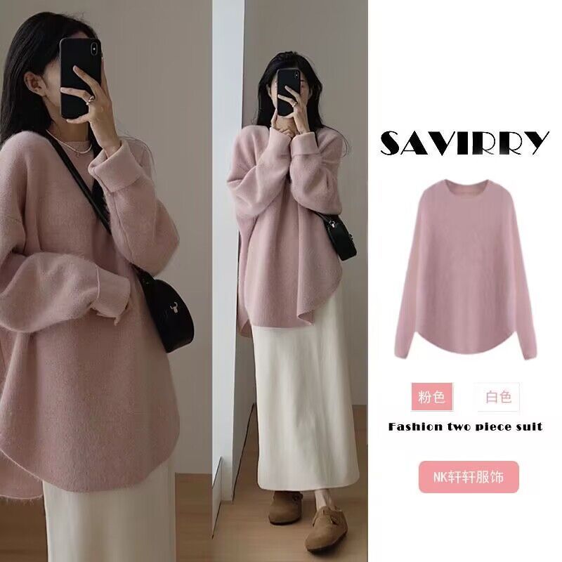 Ready stock Korean style maternity sweater autumn and winter new style slit fashionable sweater top