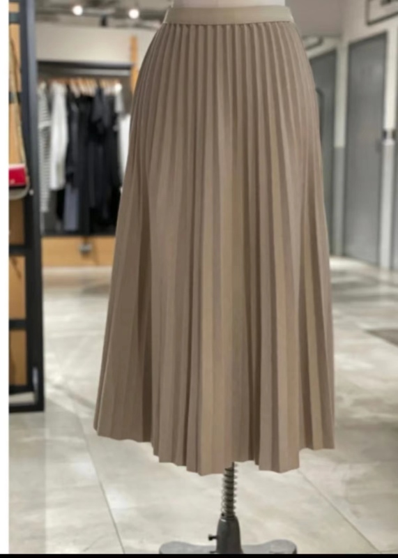 New Korean style slimming pleated high-waisted A-line mid-length skirt for small people