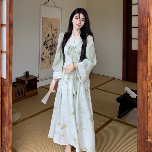 Original fabric + method + retro summer new style, elegant and high-end style, improved version of Hanfu dress